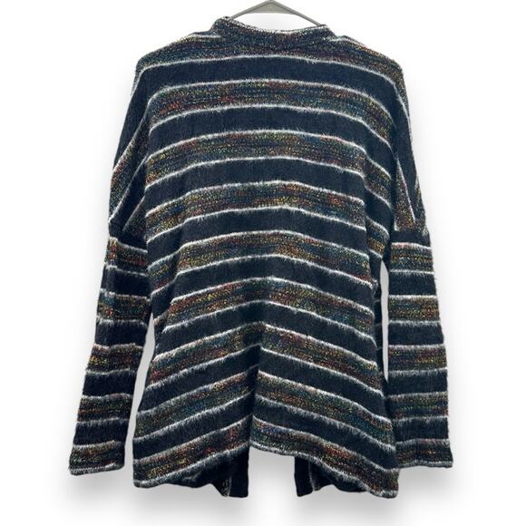 Modcloth Black Multicolor Metallic Chenille Fuzzy Long Sleeve Open Cardigan Sz M - Picture 6 of 11